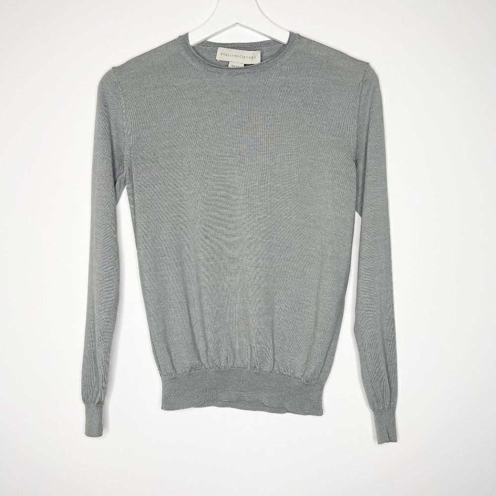Stella Mccartney Gray Crewneck Wool Silk Sweater